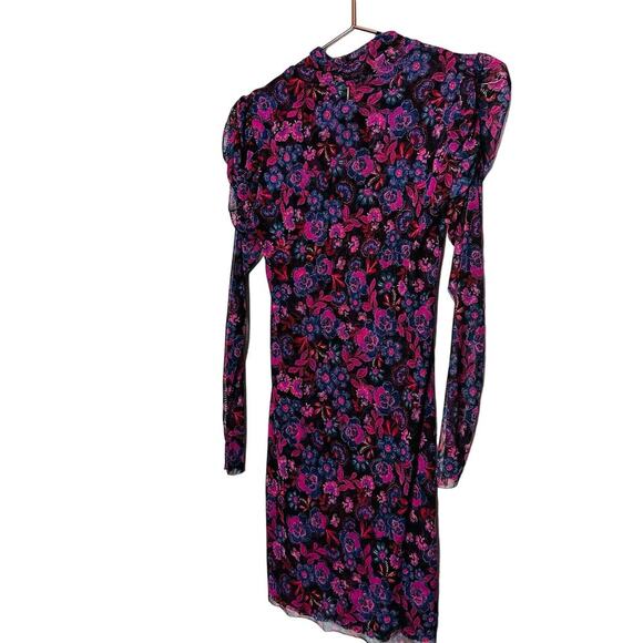 Misa Stormi Electric Ditsy Floral Mesh Sheer Midi Dress Size Extra Small - Picture 9 of 15